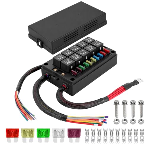 Image of Nilight 12V Fuse Relay Box 10 Relays 4pin /5pin 40A 10 Fuses Pre-Wired Block