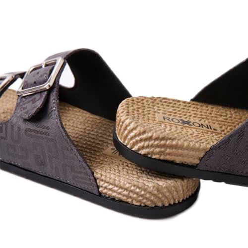 Roxoni Women's Fashion Cork Sole Double Buckle Indoor/Outdoor Sandal3