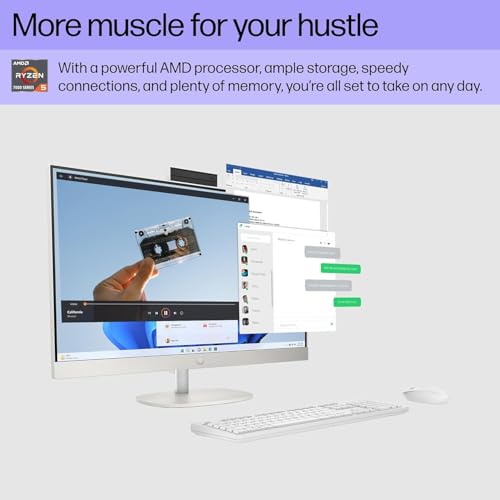 Image of HP 27 Inch All in One Touchscreen Desktop Computer, AMD Ryzen 5 7520U, 16 GB DDR5, 2 TB SSD, FHD Anti-Glare Touchscreen, Wi-Fi 6, Windows 11 Pro, Wireless Keyboard and Mouse, W /Accessories