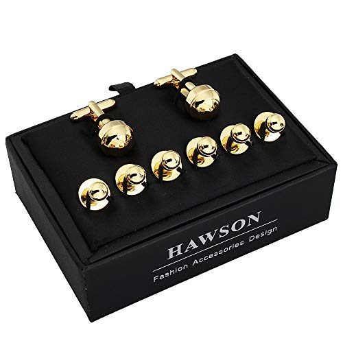 Cufflinks And Studs For Men-Fashion Men Gold Tuxedo Shirt Cufflinks And Studs Set For Regular Weeding Business Accessories #TOP4
