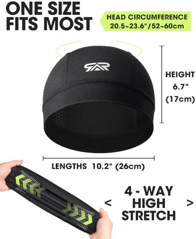 THINDUST 3-Pack Breathable Mesh Skull Cap Sweat Control Helmet Liner - 4