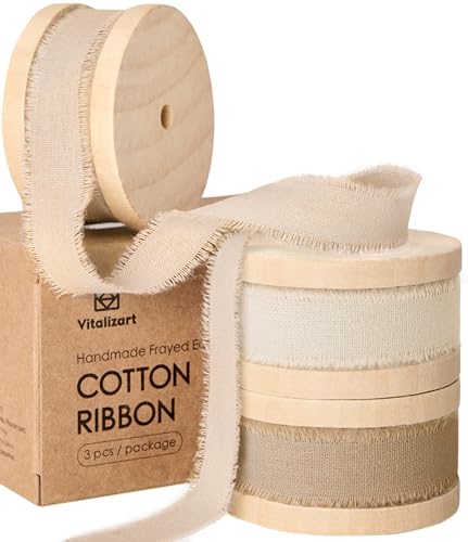 Vitalizart Cotton Ribbon 5/8" x 21 Yds Handmade Frayed Fringe