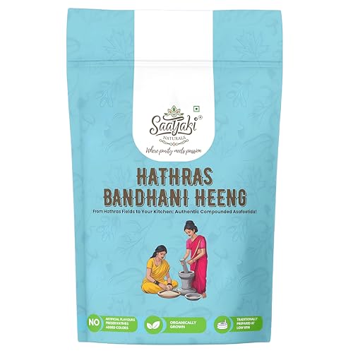 Image of Saatyaki Naturals Organic Hathras Bandhani Heeng Powder -50gm | Hing,hiing Kadak Heeng Tadka | Pure Compounded Asafoetida for Cooking | Aromatic Spice for Flavorful Dishes