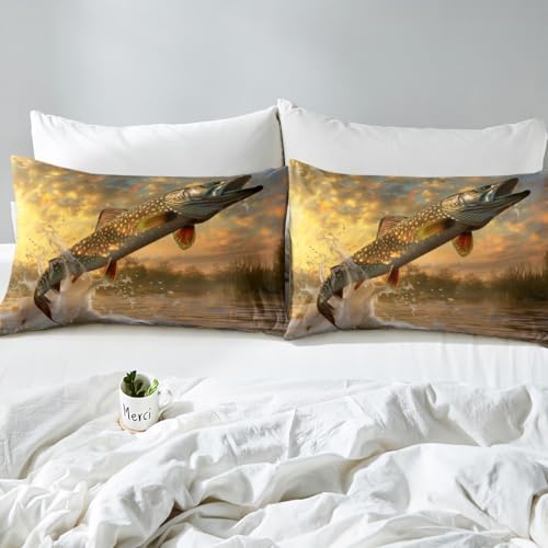 Couvre lit animaux sous-marins grand format 240x260 avec motifs poissons
