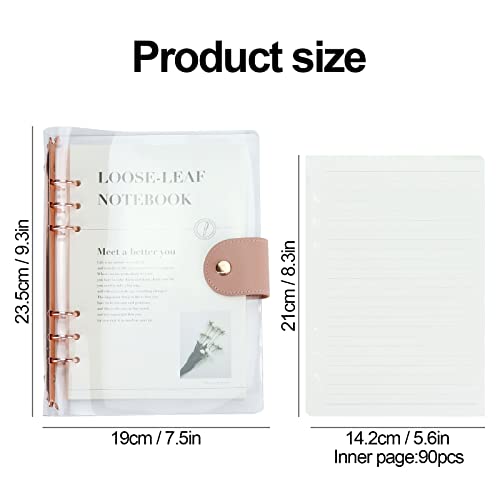 Classeur A5 or rose de haute qualité avec couverture transparente