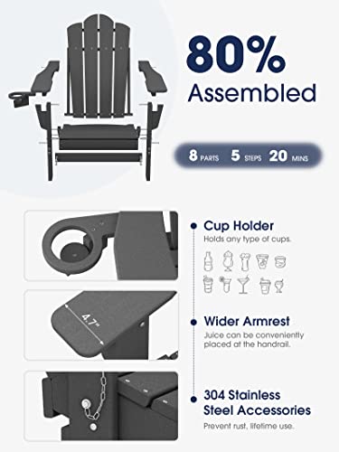 Kingyes Folding Adjustable Backrest Adirondack Chair, Gray #TOP3