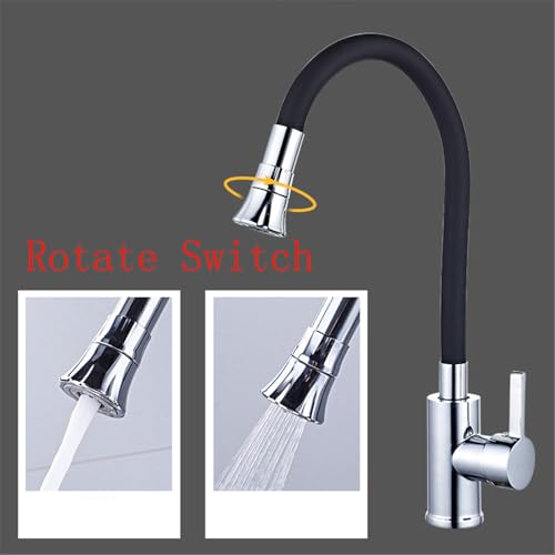 Robinet de cuisine pivotant noir double jet avec bec extensible haute pression