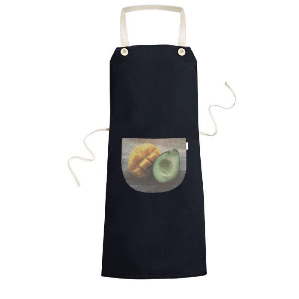 Tablier de cuisine noir réglable motif avocat mangue avec poche pour chef