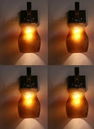 ONECYA ROYAL FANCY Round Wooden Wall Light/Wall Hanging Lamp for Bedroom, Pendant Light Indoor and Outdoor Electric (Pack of 4) Downcya0150