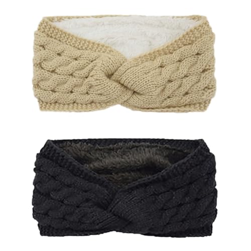 DRESHOW Fascia per Capelli Lavorata a Maglia Calda da Donna Scalda Orecchie All'uncinetto Fasce per Capelli in Pile Spesso