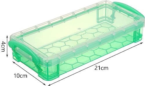 WUWEOT 8 Pack Plastic Pencil Boxs, Large Capacity Pencil Case with Snap-Tight Lid, Stackable Pencil Box Organizer - Image 2