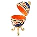 QIFU Vintage Easter Egg Style Enamel Trinket Box Hinged, Unique Gift for Family(QF5063B)