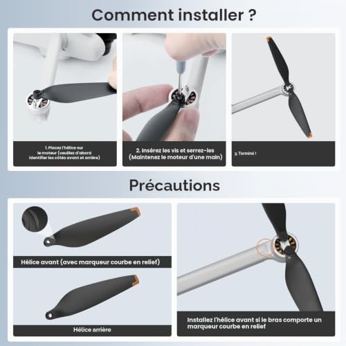 TiMOVO 24Pièces Hélices pour DJI Mini 3/4 Pro, Pointe Noir-Orange – vue 6