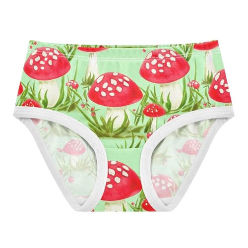 Red Mushrooms Green Toddler Underwear Custom 2t Cotton Little Girl Panties Fun Print Briefs Undies Kids