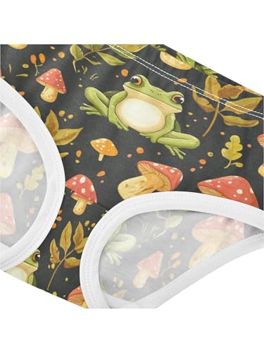 ZZKKO Cartoon Frog and Mushroom Girls Underwear Toddler Panties for Girls Comfort Brief Size 2-8T4