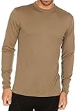 100 % lana merino, camiseta de manga larga para hombre, de peso medio, capa base térmica, tela renovable que no pica, color marrón 499, talla M
