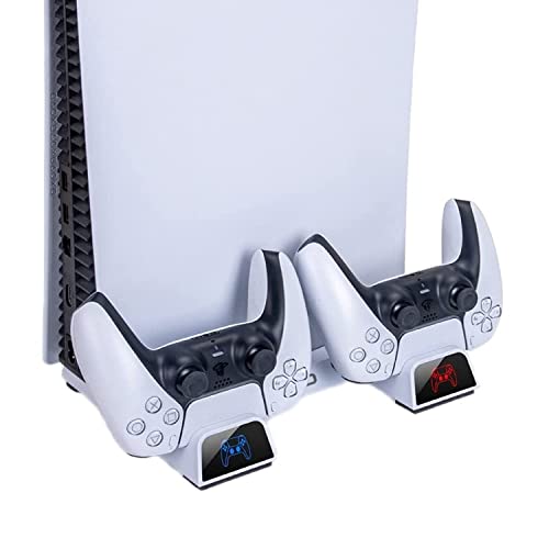 Image of OIVO PS5 Stand with Cooling Suction Cup and Dual Control Charging Station for Playstation 5 PS5 Console, Cooling Suction Cup Fan- Cable Included