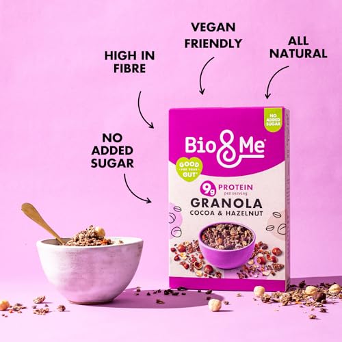 Bio&Me Cocoa Hazelnut Granola 3-Pack (3 x 360g) – Vegan, High Fibre, No Added Sugar, Gut-Loving Breakfast Cereal, High Protein Cereal