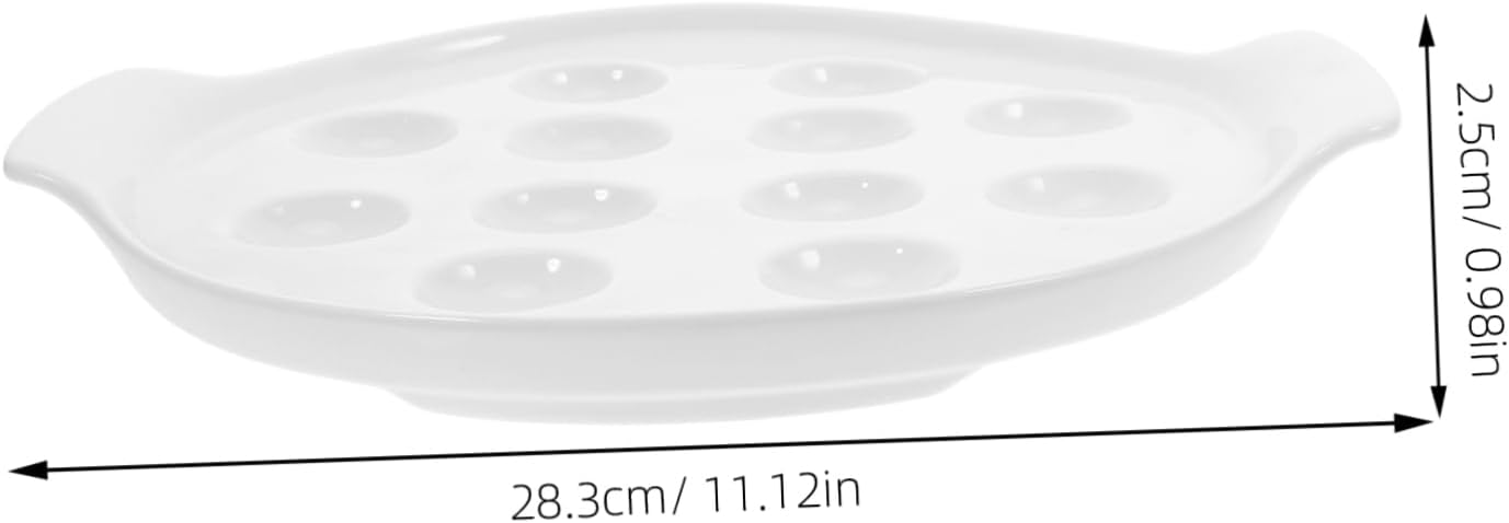 Ceramic Escargot Dish Dual Handles Compartment Snail Plate for Baking and Serving Elegant Bakeware for Home Restaurant Use French Style Escargot Platter