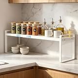 Erweiterbares Schrankregal - 24-42cm Stapelbarer Küchenregal Organizer Weiß