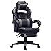 SONGMICS Fauteuil gamer, Chaise gaming, Siège de bureau réglable, avec repose-pieds télescopique, ergonomique, mécanisme basculent, appui-tête, support lombaire, charge 150 kg, Noir et gris OBG073B03