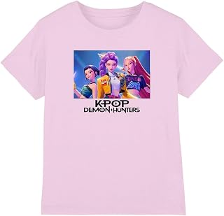 KPop Demon Hunters Unisex Kinder K-pop Demon Hunters - Heroic Huntrix Huntr/X Kids T Shirt, White T-Shirt (1er Pack)