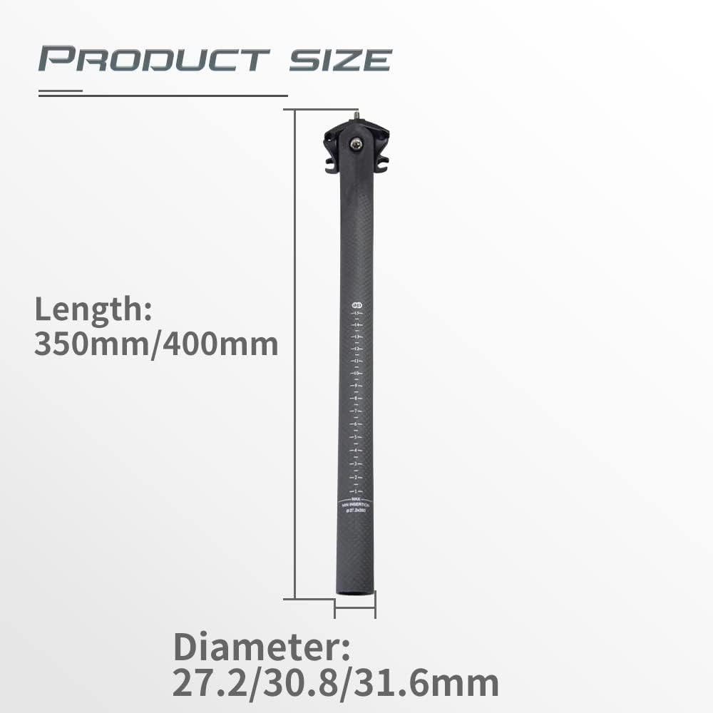 Alfa Pasca Mountain Bike Drop Seatpost Carbon Fiber Seat Post 3K Glossy/Matte 27.2/30.8/31.6 350/400mm