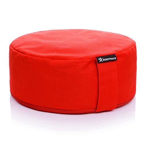 BODYMATE Yogakissen rund 31cm Durchmesser 13cm hoch Rot mit...