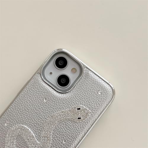 Coque iPhone 14 Antichoc avec Strass Serpent et Placage Laser en Cuir