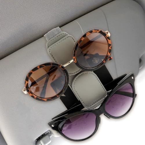 Leather Sunglass Holder For Car Visor - Magnetic Clip, Universal Fit, Visor Accessory For Glasses