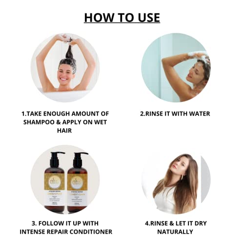 Image of Intense Repair Keratin Shampoo & Conditioner for Men & Women (250ml) / Pack of 2 / Enriched with Keratin Amino Complex /Hair Smoothening /Silicone & Paraben Free /Hair Care Kit