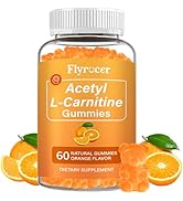 Acetyl L-Carnitine Gummies for Energy &amp; Brain Function Support – Vegan, Non-GMO, Orange Flavor, 6...
