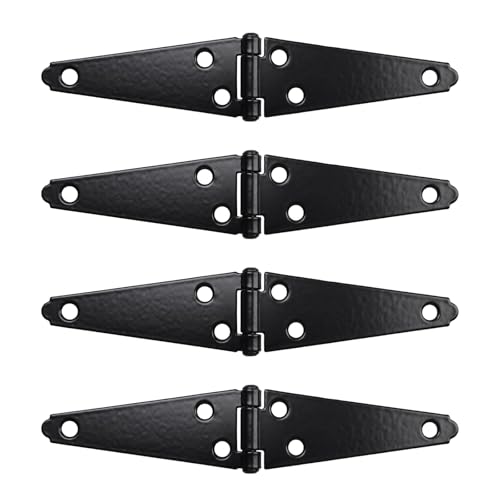 T Tulead Door Hinges Iron Strap Hinges Gate Hinge 4-Inch Shed Hinge Pack of 4 with Mounting Screws
