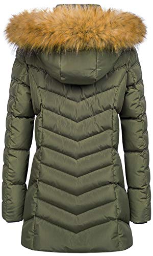 Creatmo Us Women's Lady Long Puffy Warm Coat Snow Jackets Medium Weight Faux Fur Parka Army Green Xs #TOP1