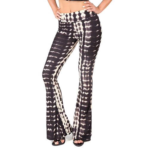 SATINA Womens High Waisted Flare Wide Leg Leggings, Printed