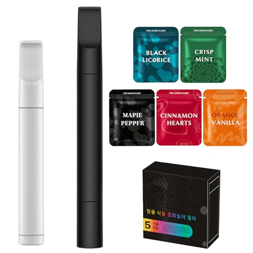 DRADERCH Rauchentwöhnung Hilfsmittel, Geschmacksfilter Set, 2 Kunststoff Atemsticks mit 15 Geschmack Filter in (5 Sorten), Rauchen Aufhören mit Echtem Widerstand, Rauchfrei, für Damen & Herren