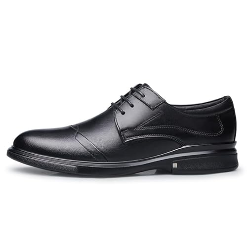 Vestido Oxford Para Homens Lace Up Cor Sólida Couro Cap Toe Derby Sapatos Antiderrapante Bloco Salto