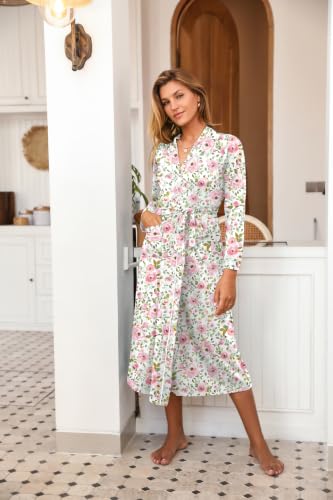 Image of Ekouaer Women Kimono Robes Full Length Knit Bathrobe Lightweight Sleepwear