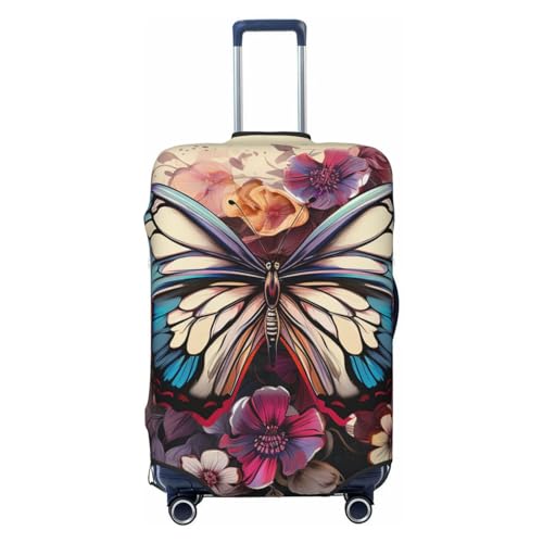 Travel Luggage Cover Suitcase Protector Elastic Washable Butterfly Floral Suitcase Cover Anti-scratch Spandex Baggage Covers Fits 18-32 Inch Luggage