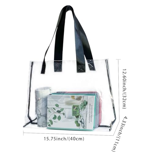 Image of Clear Large Tote Bag - Versatile, Waterproof, Stain Resistant, Transparent Shoulder Tote Bag for Work
