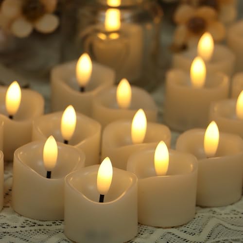 Image of Flameless LED Votive Candles, Battery Operated Fake LED Lights Electric Flickering Candles for Wedding Party Halloween Christmas Party Theme Party, Holiday Decor Home Decorations, Set of 48