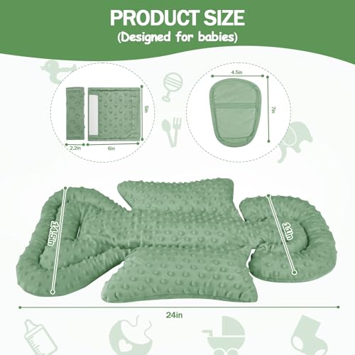 Image of Infant Car Seat Insert Boy Girl, 3 in 1 Newborn Carseat Insert with Strap Pads, Car Seat Head Support for Baby Strollers, Swings, and Bouncers, Comfortable and Machine Washable, Forest Green