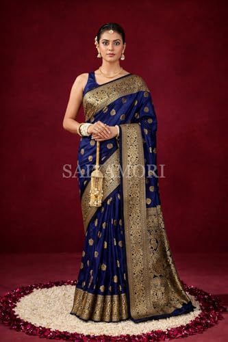 Image of Women's Soft Silk Style Jacquard Saree with Rich Zari Woven Border & Pallu | 5.6 Mtr Saree with 0.8 Mtr Unstitched Blouse