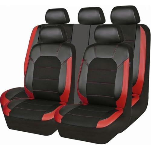 Housses de siège auto universelles élégantes en cuir et polyester noir rouge