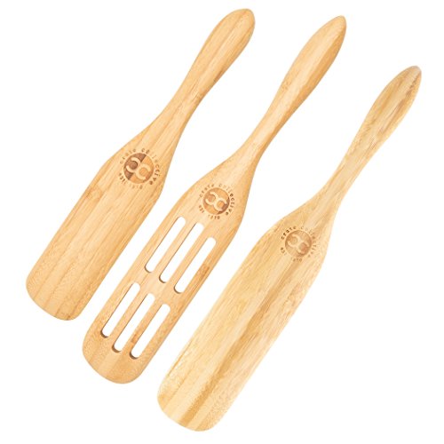 Crate Collective – The Original Bamboo Spurtle Set – 3 Piece Bamboo Spurtle Set – 12