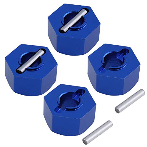 Hobbypark Aluminum 12mm Hex Wheel Hubs Nuts w/Pins Replacement of 1654 for RC Traxxas 1/10 Slash 4x4 & Stampede 4WD (4-Pack) (Navy Blue)