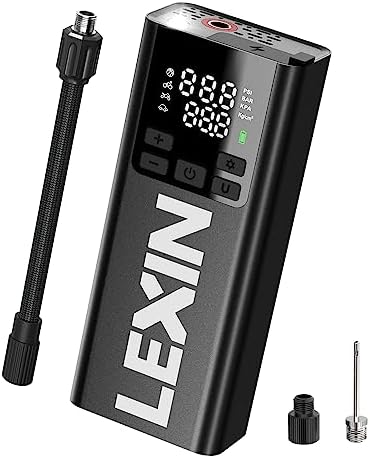 LEXIN P5 Tire Inflator Portable Air Compressor, 150PSI Cordless Air Pump, Electric Tire Pump with Pressure Gauge, 2X Faster Inflation, LCD Display, 5000mAh Battery for Car, Motorcycle, E-Bike, Bicycle