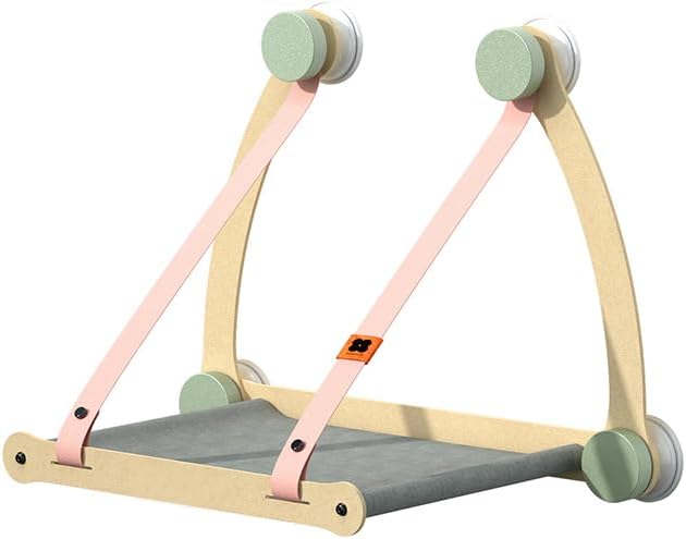 Cat Window Perch, 33.1lb Load Window Hammock for Cats Foldable Window Bed with Strong Suction Cups for Indoor Cat Bed (Cherry Pink Webbing)