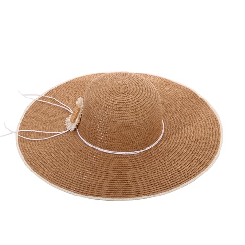 LY4U Sombrero de Paja Ancho para Mujer, Verano UPF 50, Enrollable