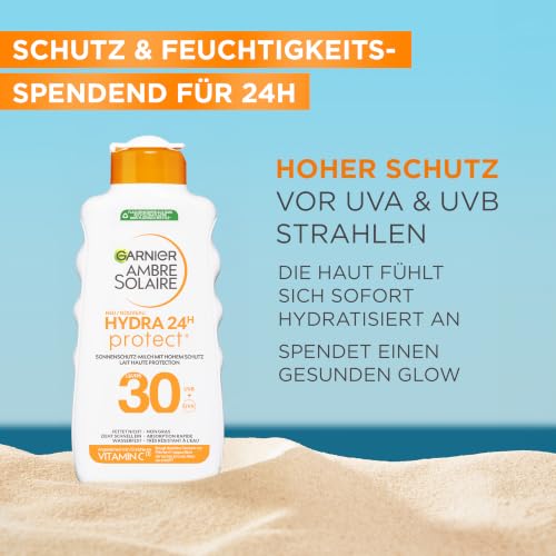 Garnier Ambre Solaire Hydra Protect+ 24h Sonnenschutz-Milch LSF 30 – Sonnencreme mit Vitamin C gegen dunkle Flecken… – Ansicht 3